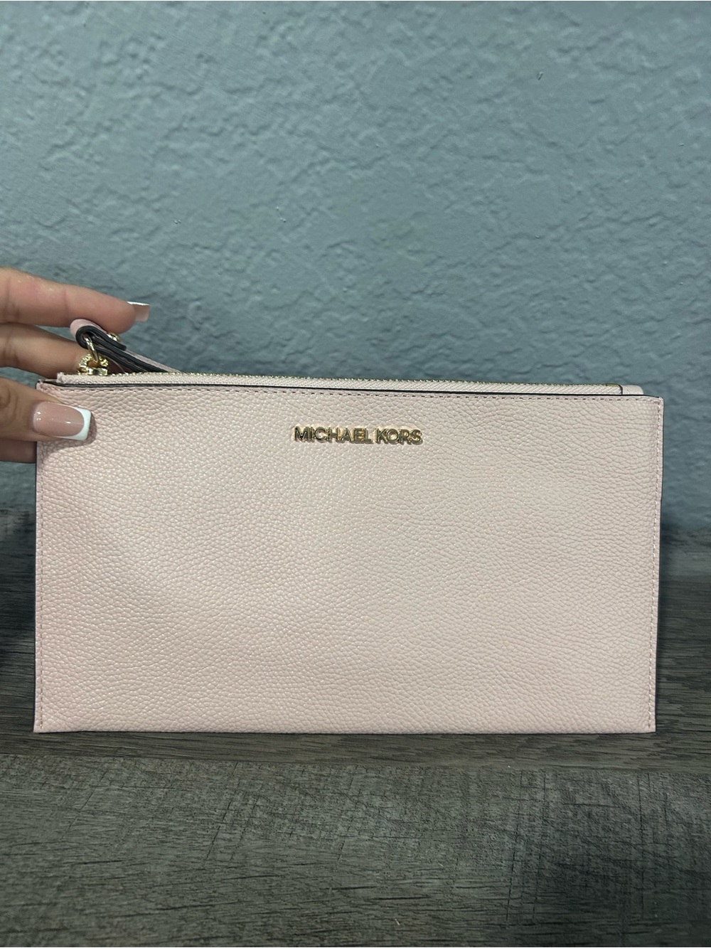 Michael Kors Pale Pink Pebbled Leather Wristlet
